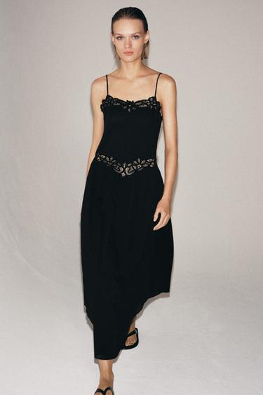 ZW COLLECTION LACE MIDI DRESS - Black by Zara - Image 3