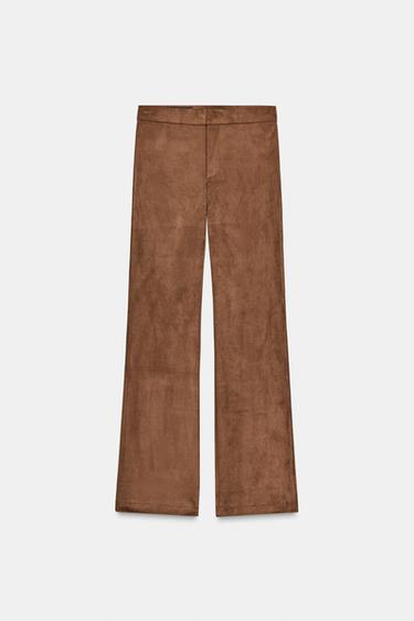 FAUX LEATHER FLARE TROUSERS - Tobacco by Zara - Image 0