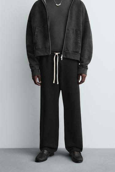 TEXTURED KNIT TROUSERS - Black by Zara