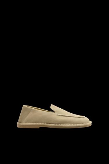 Zara CASUAL LEATHER LOAFERS - Beige - Image 0