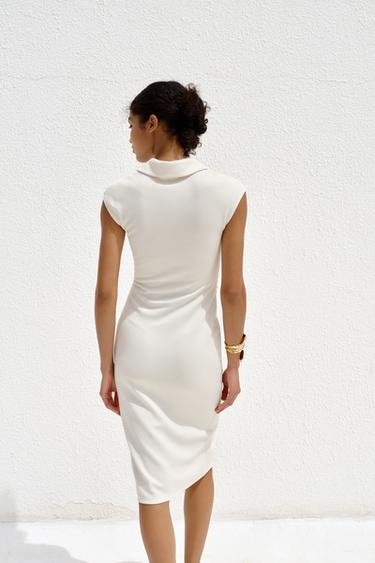ROBE CHEMISE PIQUÉE - Blanc cassé de Zara - Image 2
