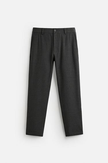 COMFORT TEXTURED TROUSERS - Charcoal grey by Zara