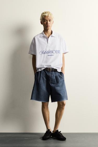 STRIPED EMBROIDERED RELAXED FIT POLO SHIRT - striped by Zara
