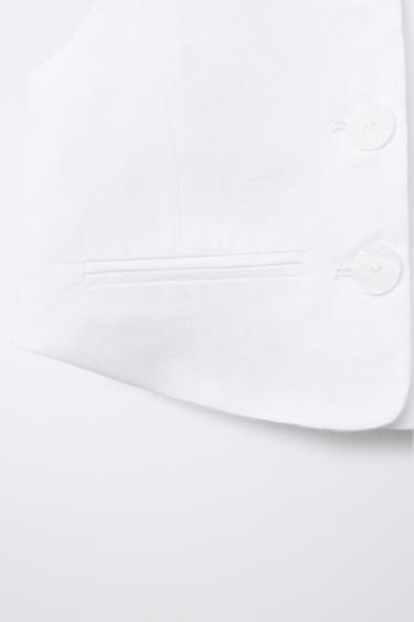 100% LINEN WAISTCOAT - Oyster-white by Zara - Image 3