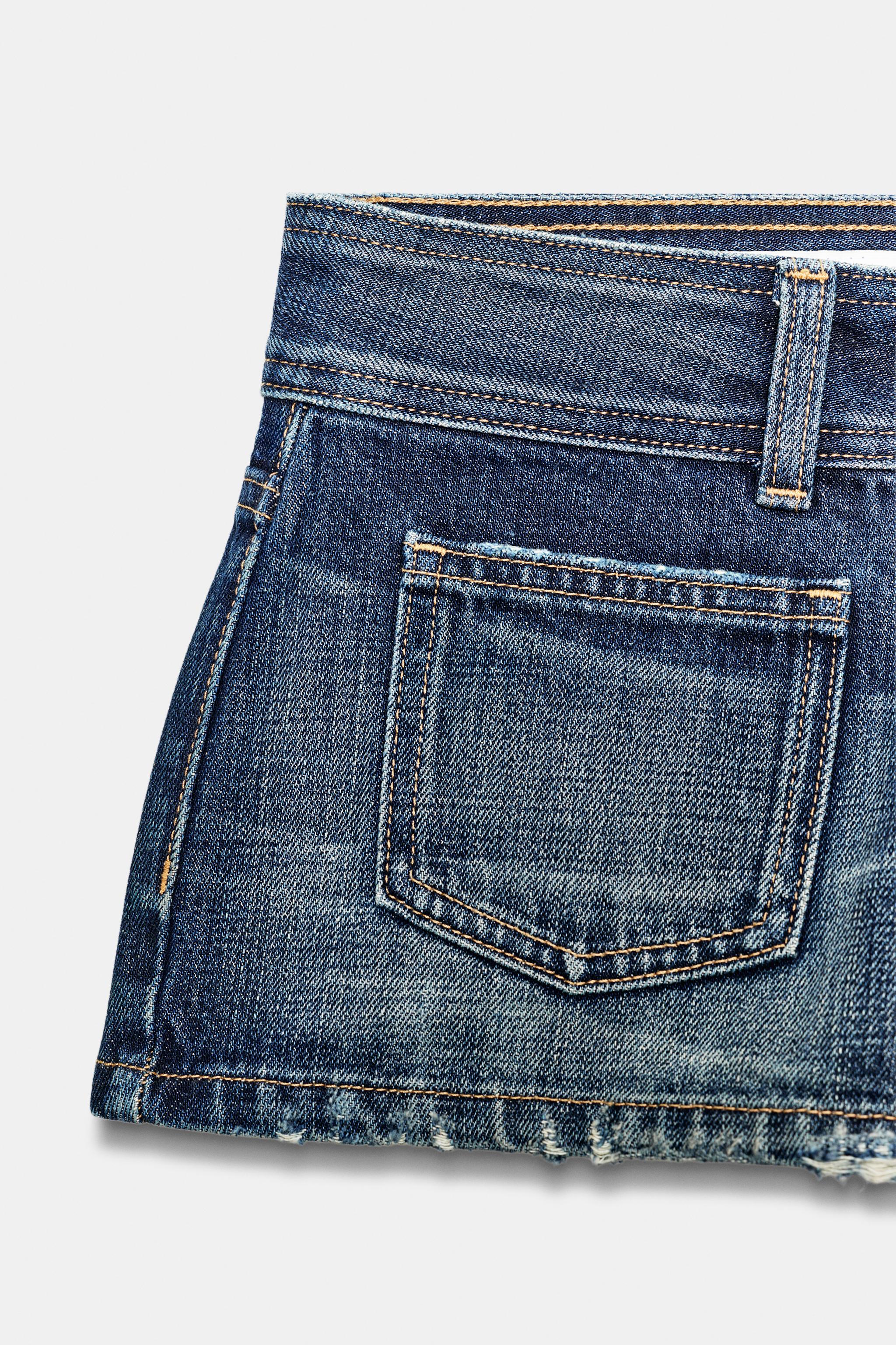 Mini-jupe Zara Denim Destroyed - Bleu Délavé Déchiré - Taille S - Neuf étiqueté