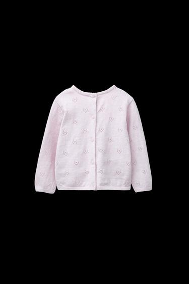Zara 2-IN-1 COTTON SILK HEARTS JERSEY JACKET - Pink marl - Image 0