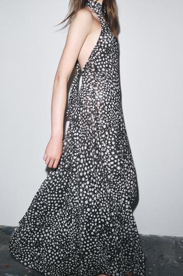 POLKA DOT HALTER DRESS - Black / White by Zara
