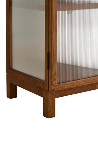 ASH WOOD STORAGE UNIT WITH GLASS DOORS - Brown by Zara