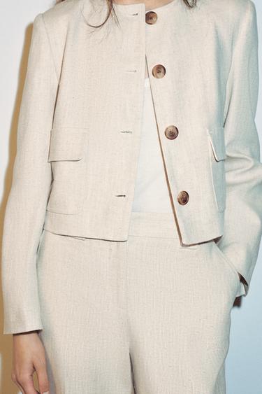 BLAZER EN TISSU RUSTIQUE - Beige clair de Zara - Image 5