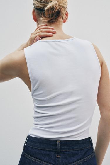 T-SHIRT SANS MANCHES - Blanc de Zara - Image 2