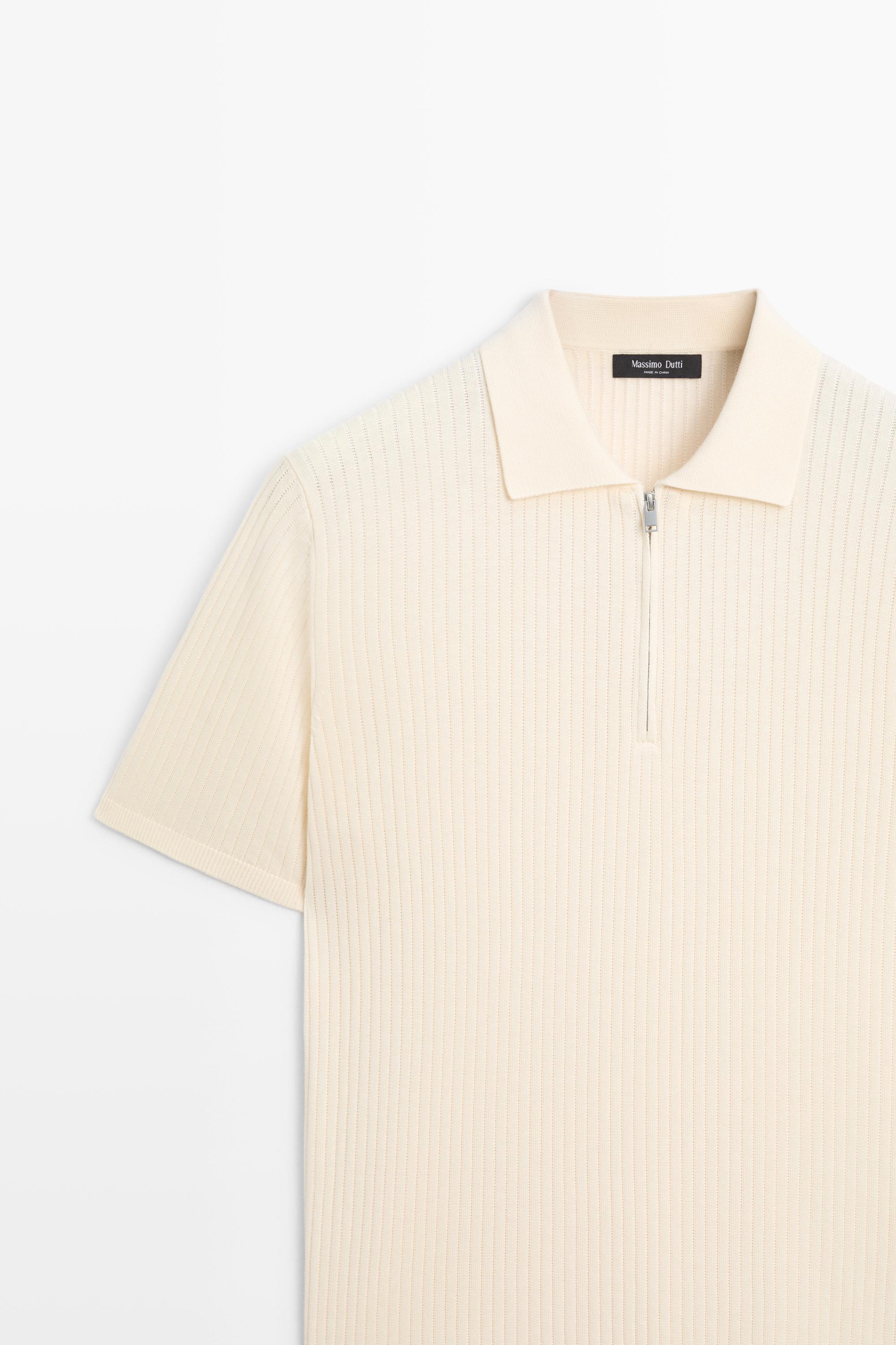Cotton knit half-zip polo