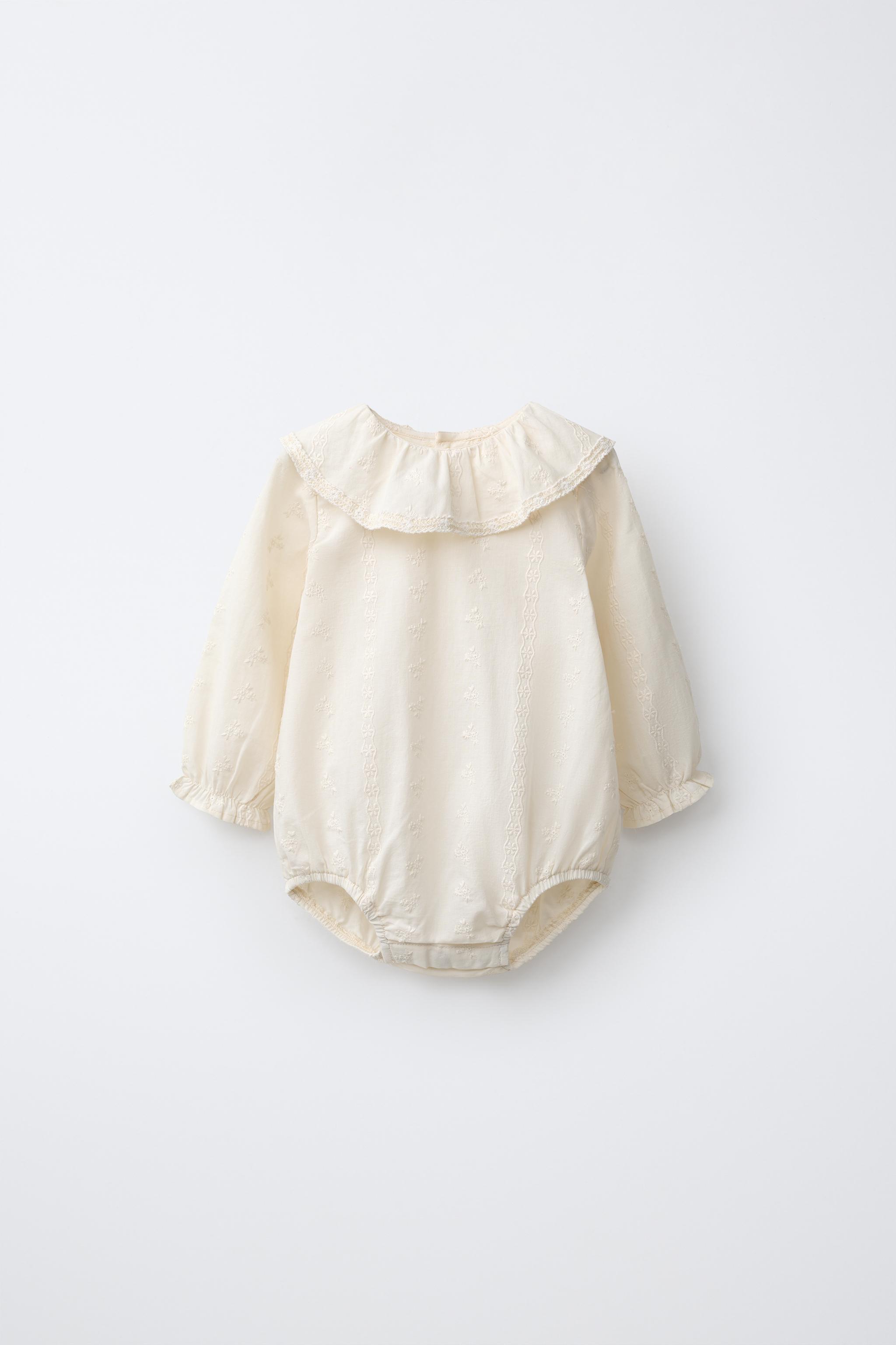 EMBROIDERED BODYSUIT — Ecru