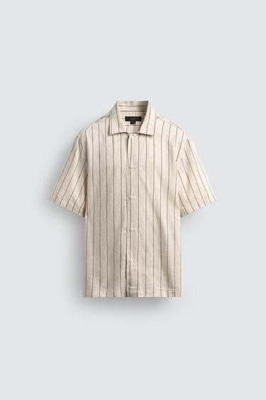 STRIPED FLOWING SHIRT - Ecru by Zara