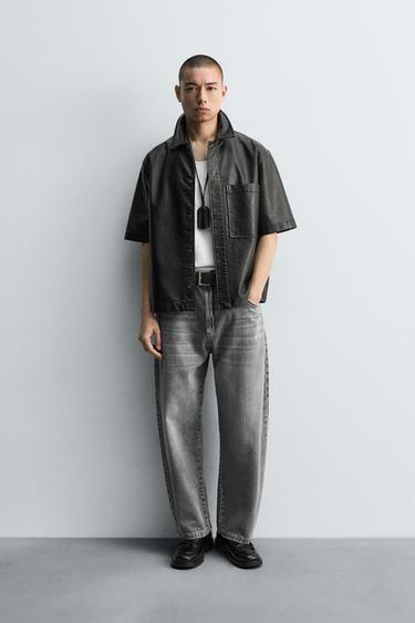 JEANS WIDE FIT - Gris de Zara - Imagen 0