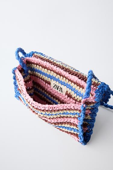 SAC BANDOULIÈRE EFFET RAPHIA - Bleu de Zara - Image 3