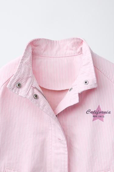 BLOUSON EN SERGÉ À RAYURES - Rose / Blanc de Zara - Image 6