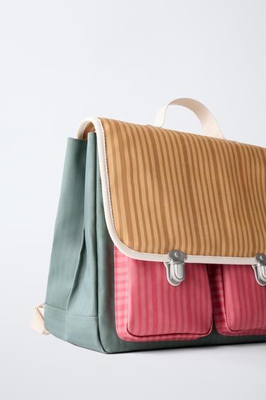 CARTABLE SCOLAIRE RAYURES MULTICOLORE - Vert de Zara - Image 2