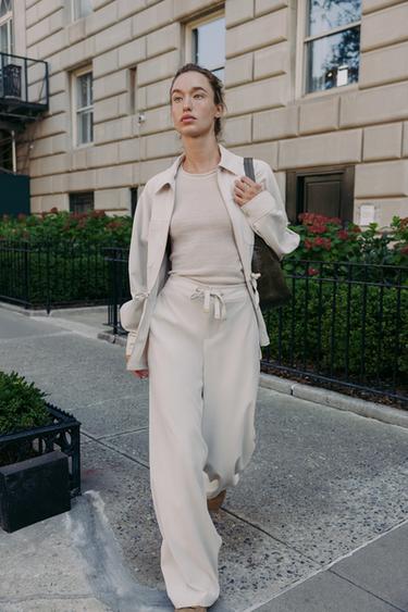 WIDE-LEG TROUSERS - Ecru by Zara