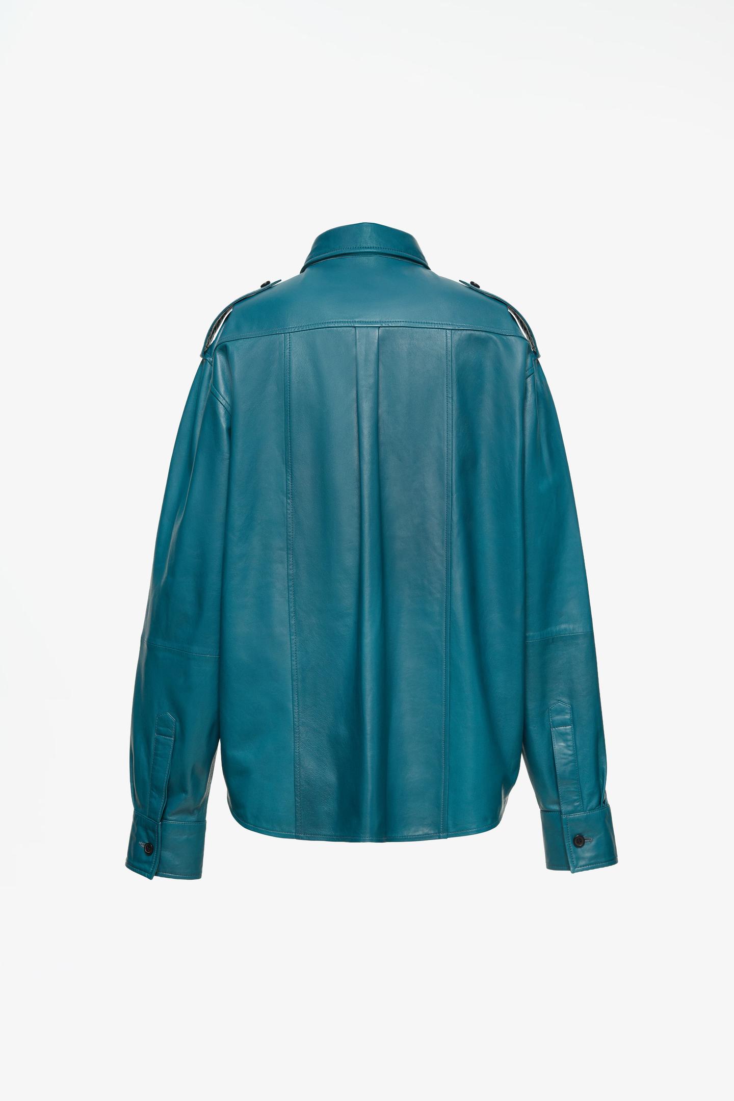Мужская рубашка Zara Limited Edition Relaxed-Fit Leather, цвет: Светлый синий — фото 4