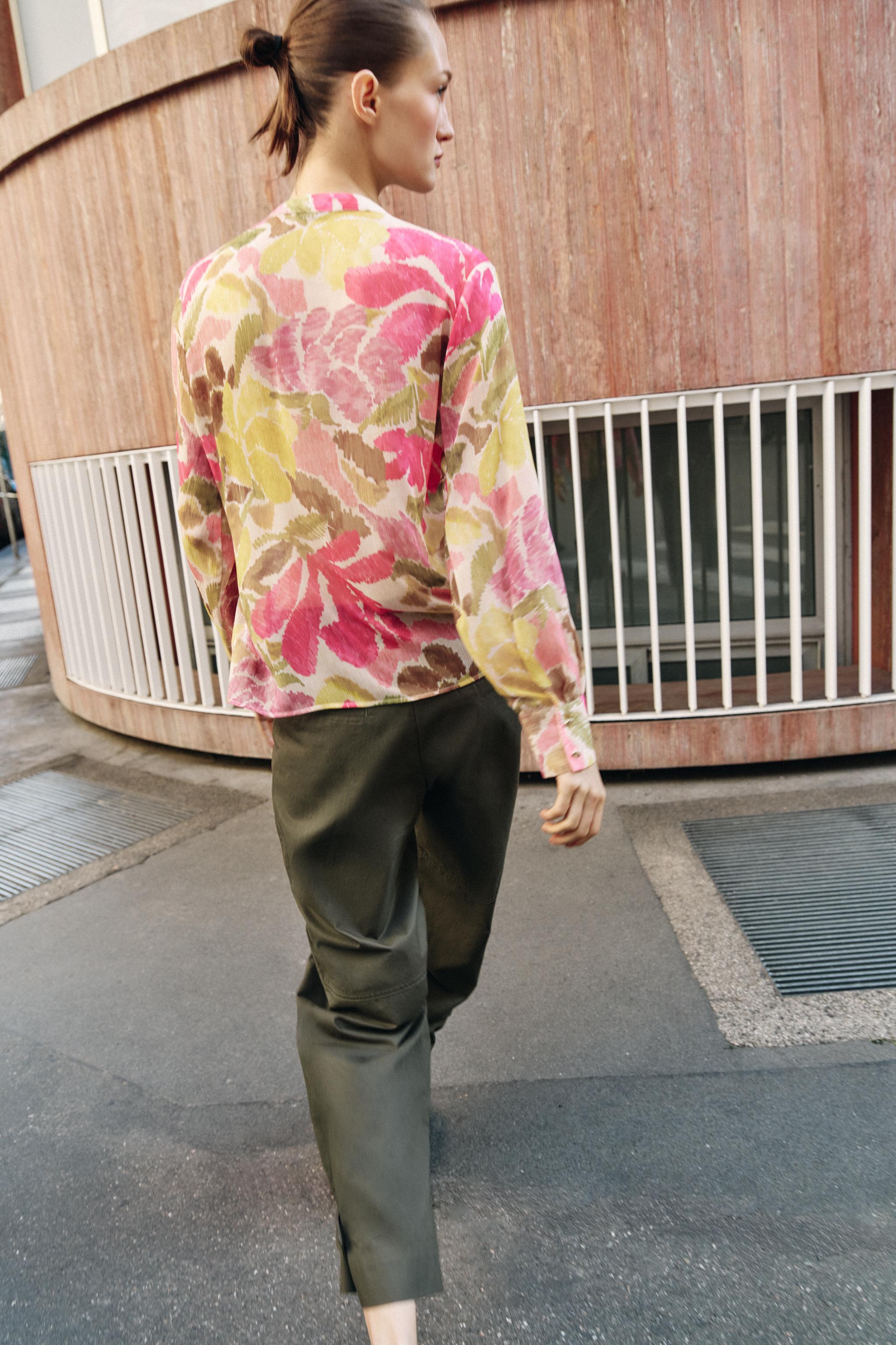 BEADED FLORAL PRINT BLOUSE