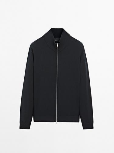 Cardigan à fermeture Éclair 100 % coton - Bleu marine de Zara