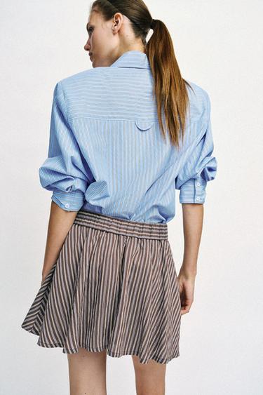 SHORT À RAYURES ET NŒUD - Marron de Zara - Image 4