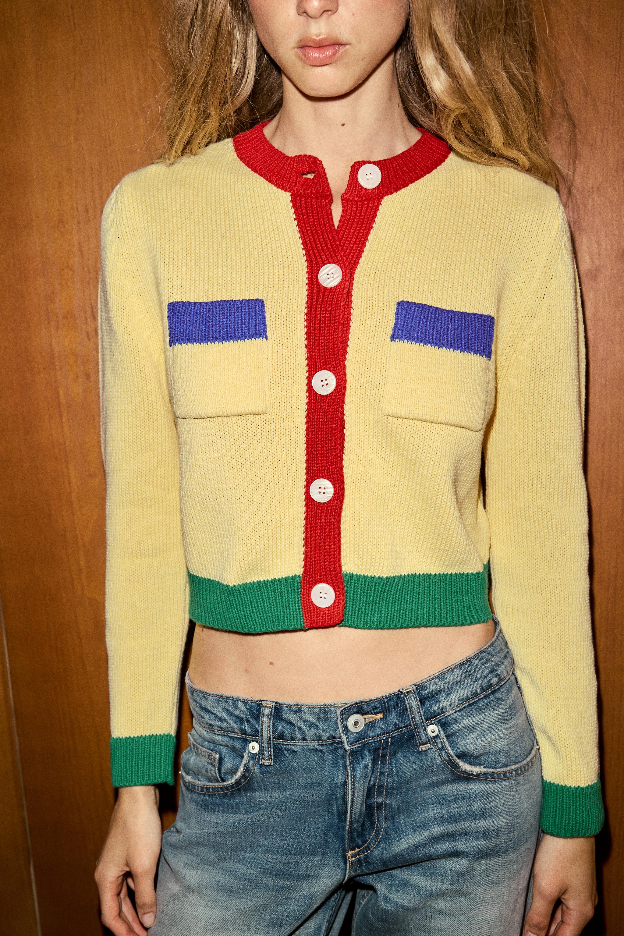 GILET EN MAILLE COLOR BLOCK