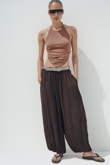 Zara 結構型燈籠褲 - 巧克力色 - 圖片 0