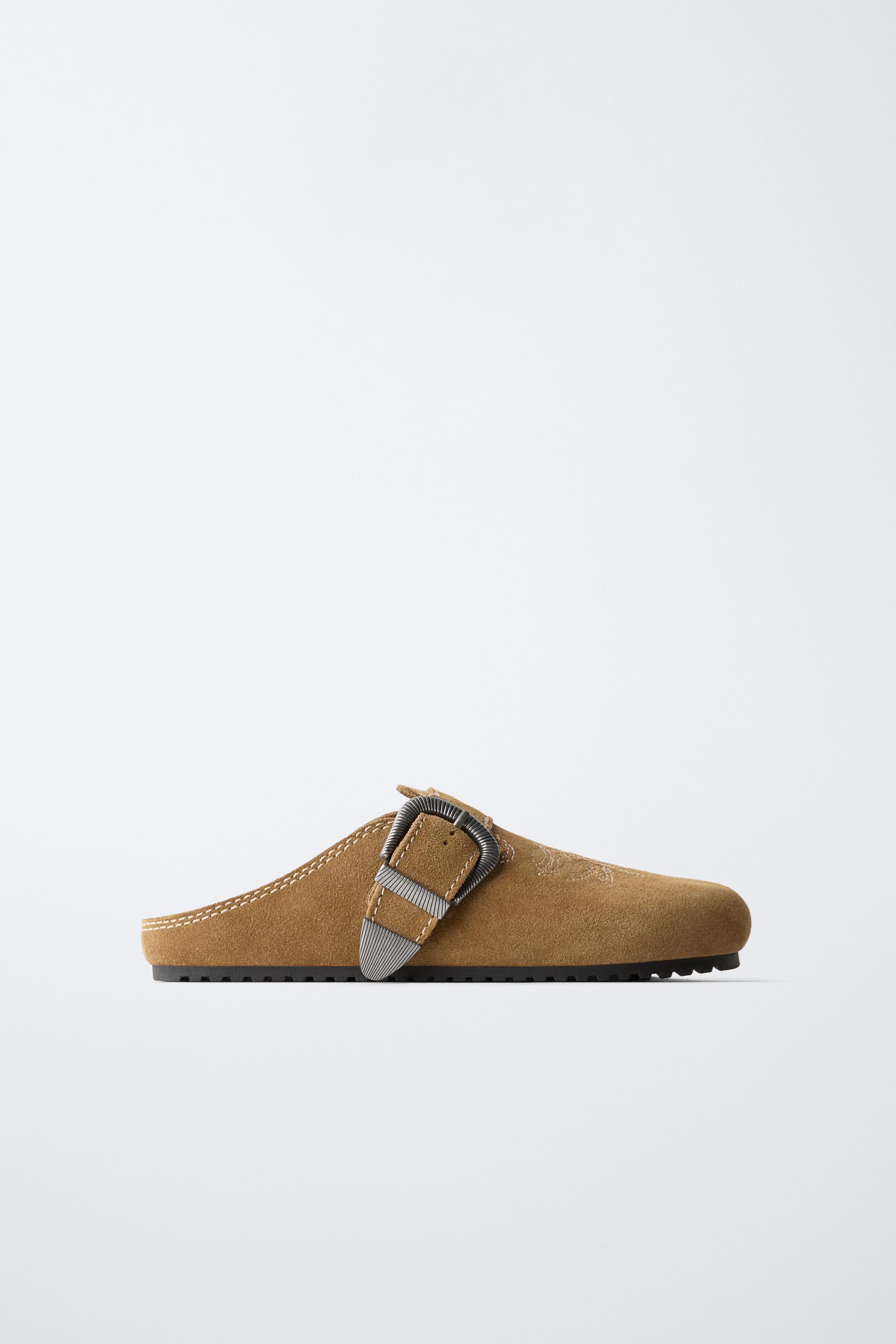 バックル レザー クロッグサンダル - ブラウン | ZARA Japan / 日本