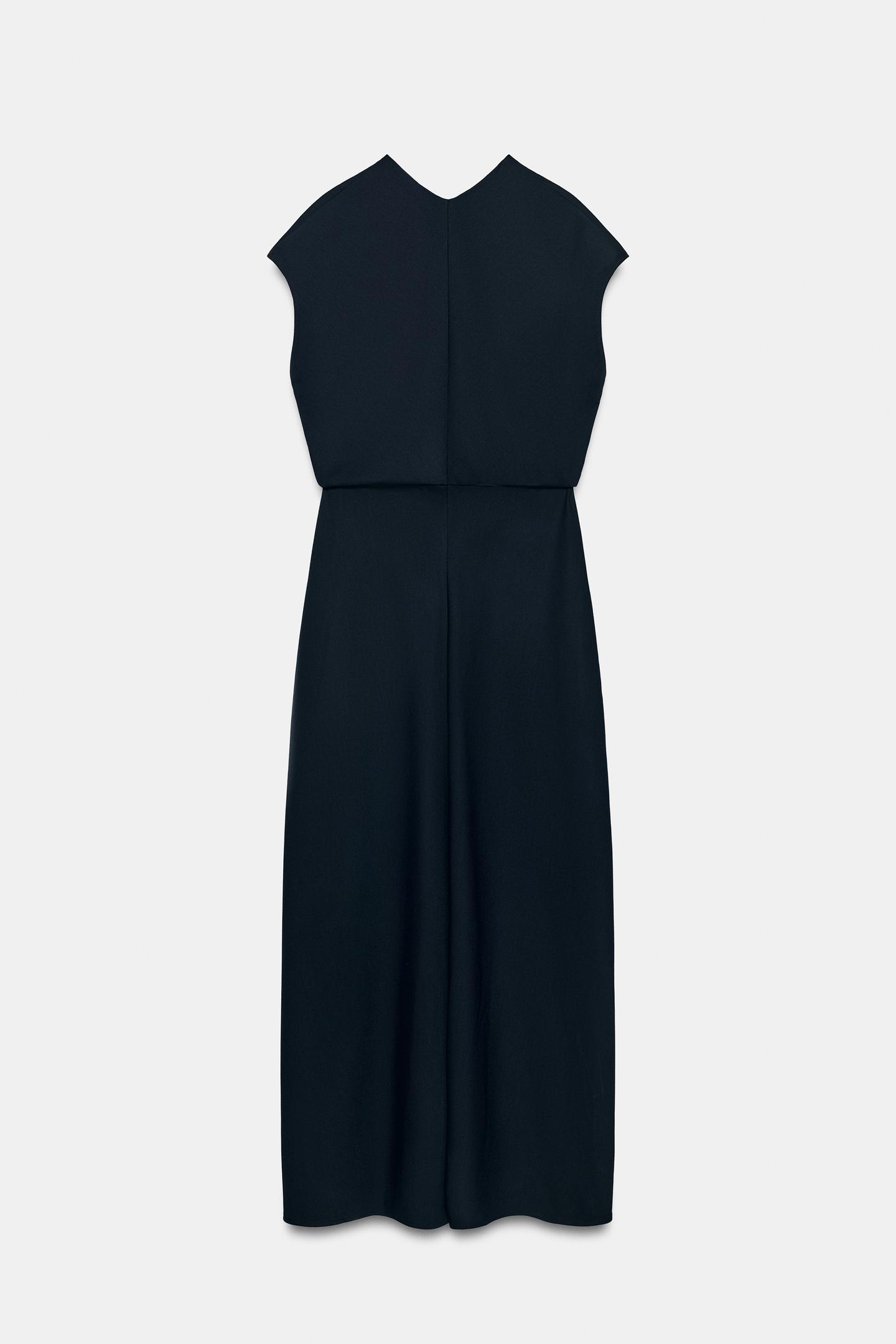 Женское платье Zara Fitted Waist MIDI, цвет: Синий — фото 8