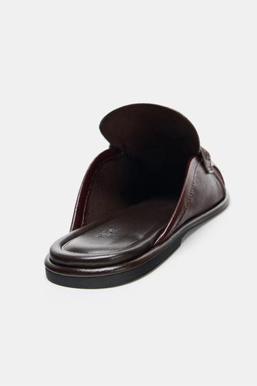 LEATHER MULE LOAFERS - Brown by Zara - Image 4