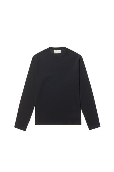 Zara WAFFLE WEAVE T-SHIRT - Dark navy