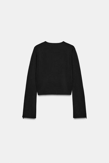 GILET EN MAILLE ZIPPÉ - Noir de Zara - Image 5