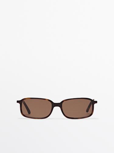Gafa de sol rectangular combinada - Marrón de Zara