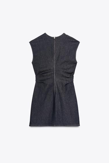 TRF DRAPED DENIM SHORT DRESS - Navy blue by Zara - Image 5