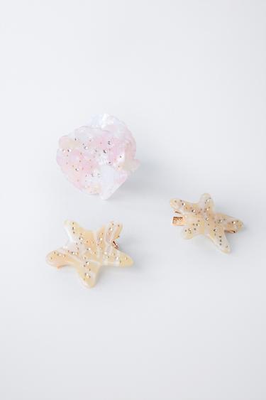 LOT DE TROIS PINCES COQUILLAGE ET ÉTOILES - Écru de Zara - Image 1