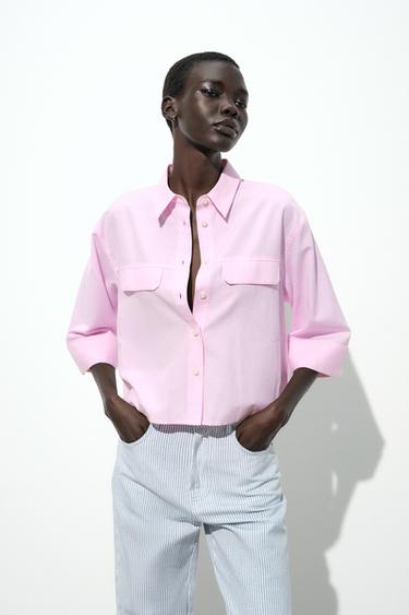 CHEMISE OXFORD COURTE - Rose de Zara - Image 1
