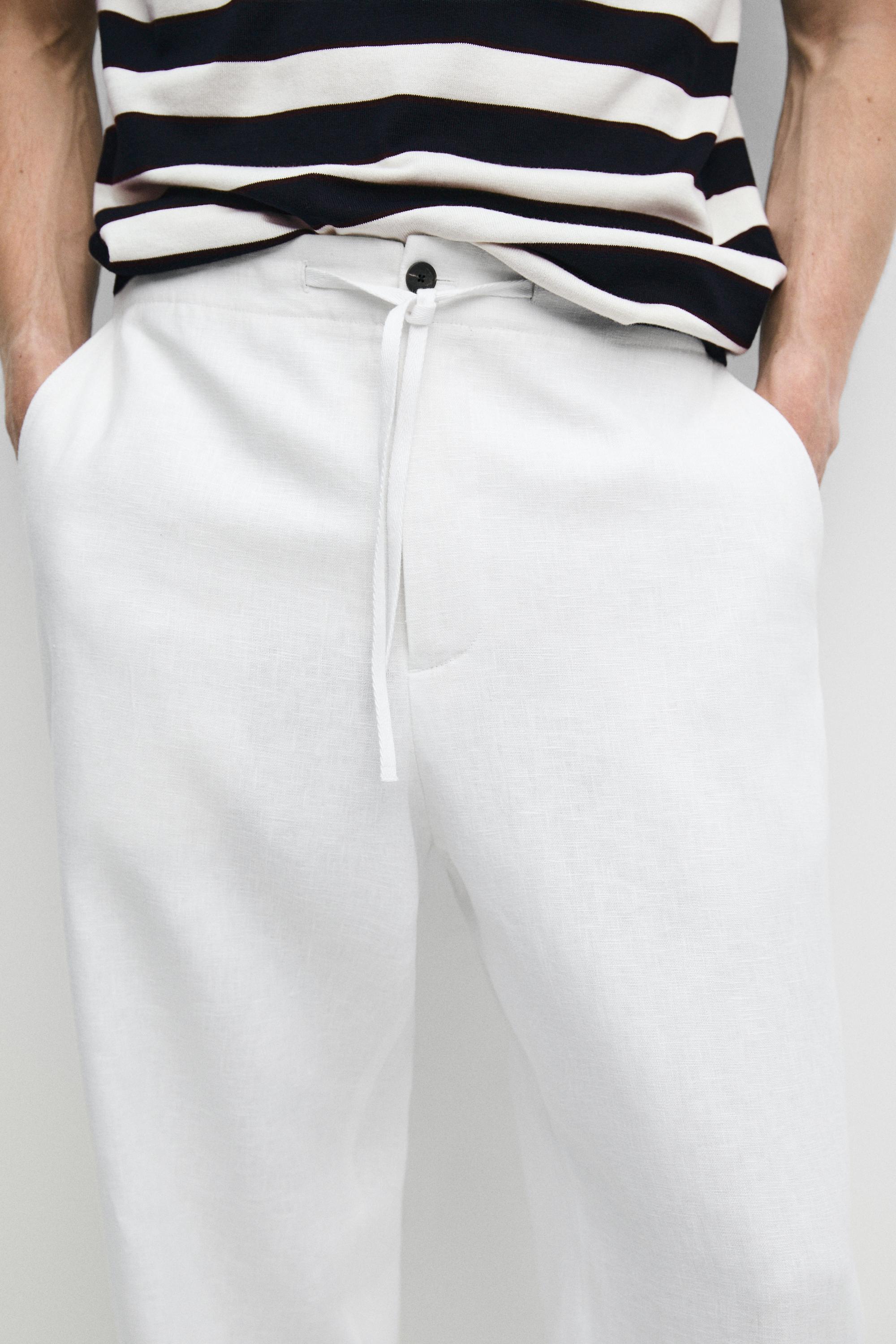 100% linen jogger-fit pants