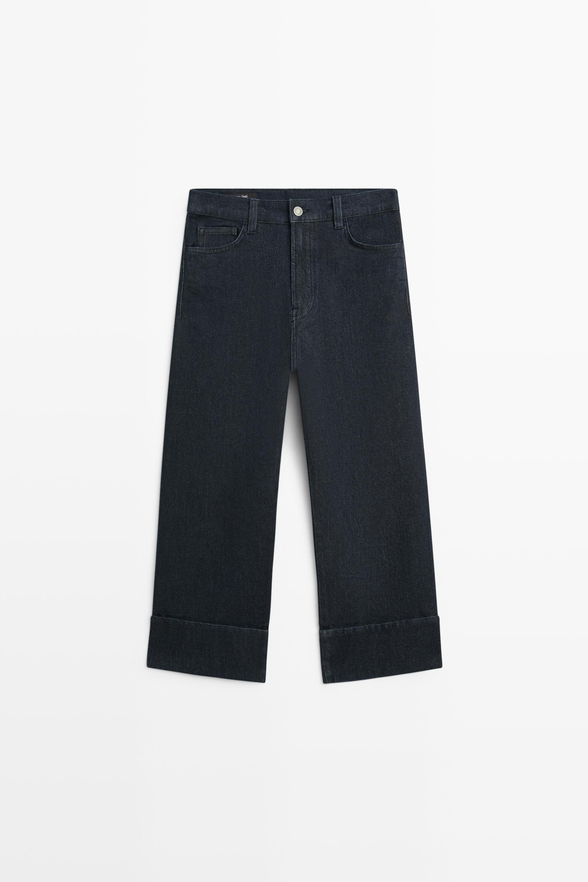 Jean capri à revers
