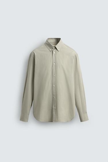 CHEMISE REGULAR FIT EN POPELINE ÉDITION LIMITÉE - vert délavé de Zara