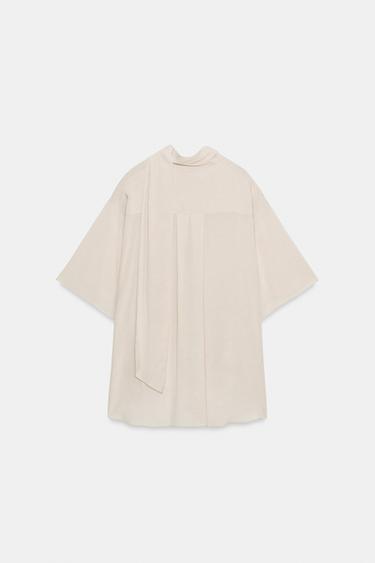 ZW COLLECTION FLOWING SHIRT WITH BOW - Beige-pink by Zara - Image 8