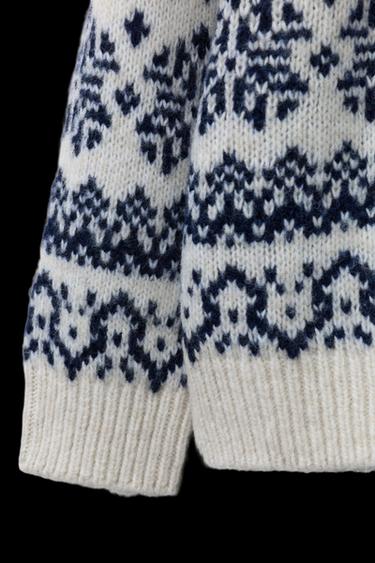PRINTED WOOL JUMPER - Ecru / Navy by Zara