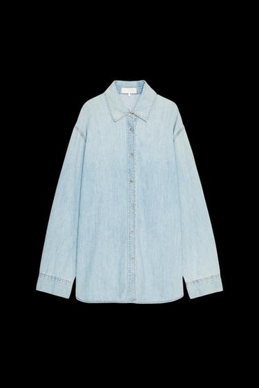 TRF LONG DENIM SHIRT - Light blue de Zara - Imagen 0
