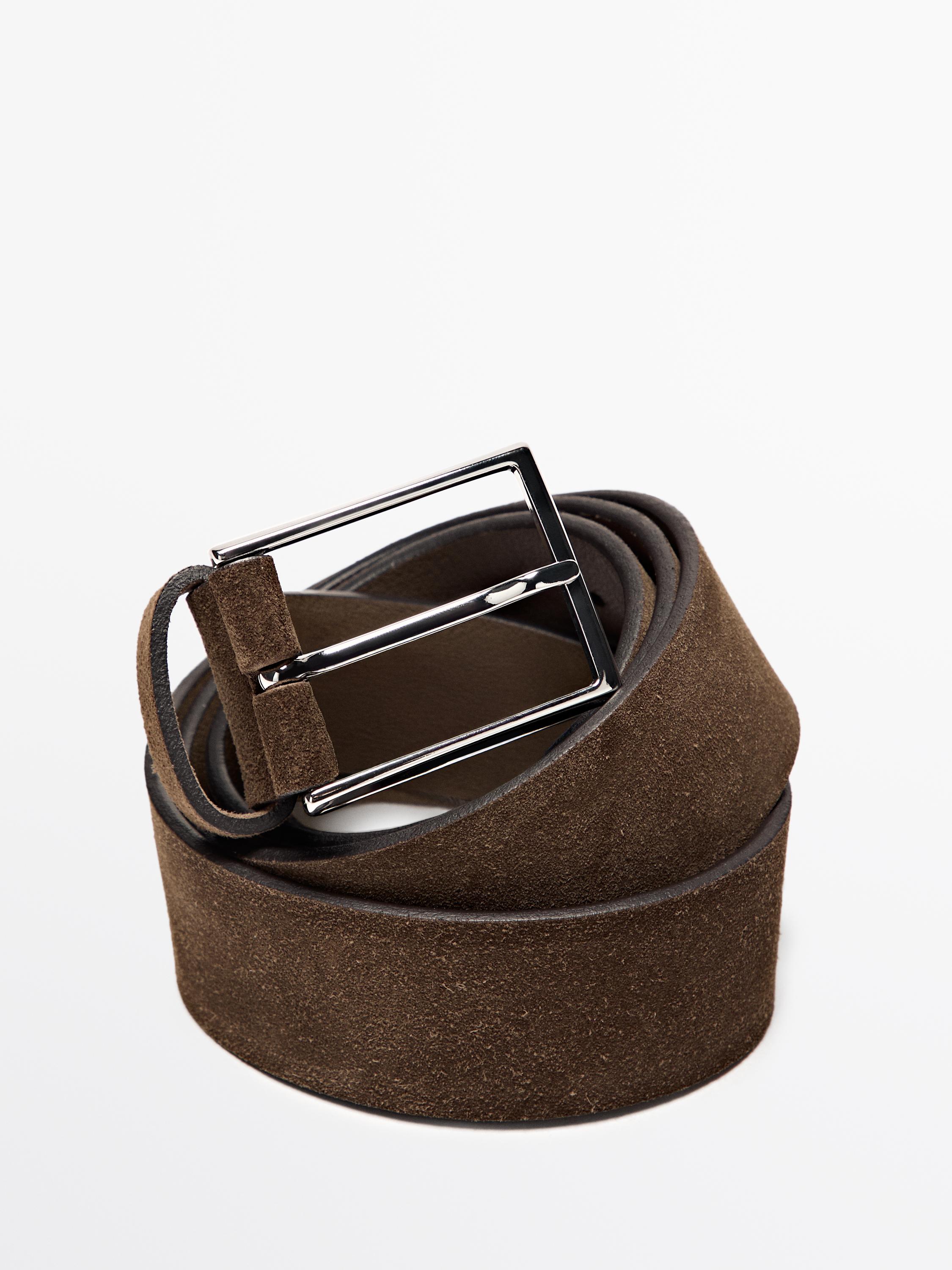 Plush nappa leather belt with nickel buckle