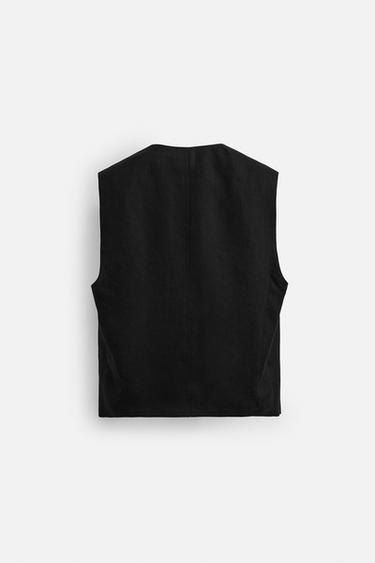 GILET CROISÉ 100 % LIN - Noir de Zara - Image 6