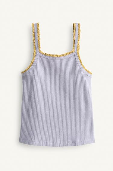 TOP TIRANTES RIB PUNTILLA CONTRASTE LIMITED EDITION - Gris azul de Zara