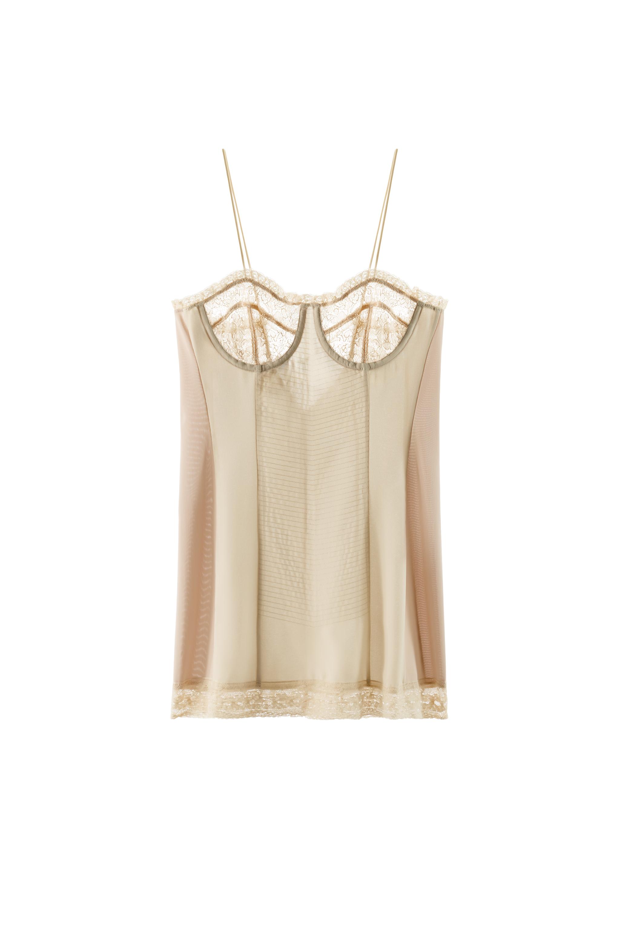 VESTIDO MINI COMBINADO AROS ENCAJE