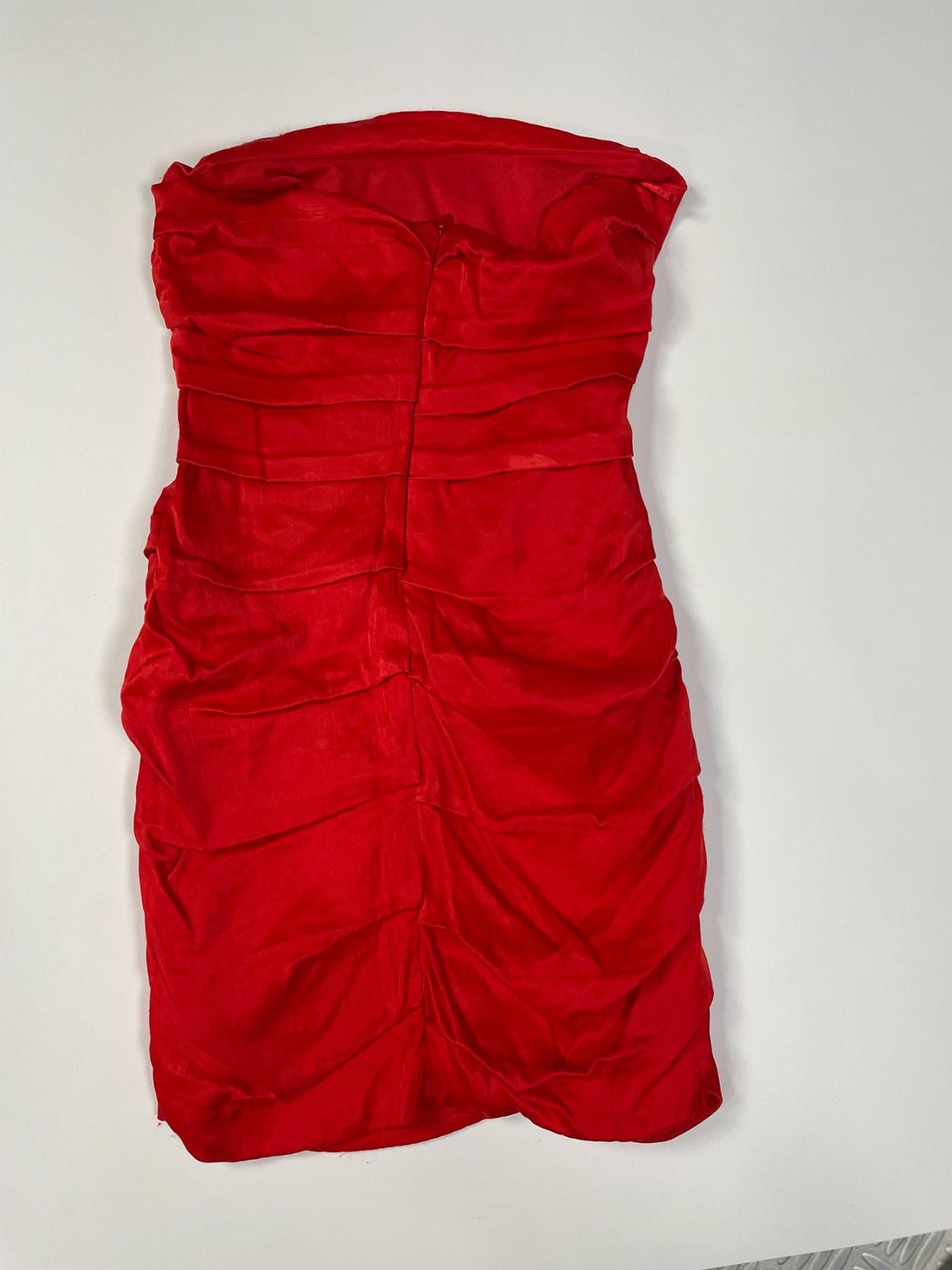 SATIN-FINISH DRESS WITH DRAPED DETAIL - Image 2