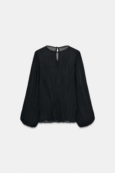 BLOUSE PLISSÉE ZW COLLECTION - Noir de Zara - Image 5