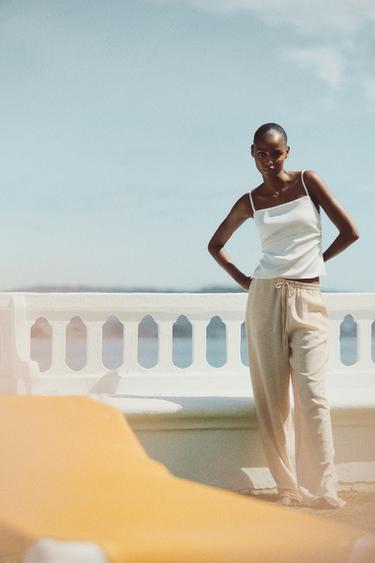 TEXTURED TROUSERS - Ivory by Zara